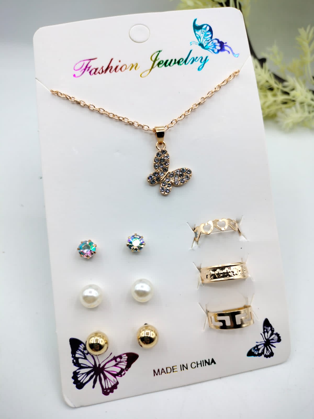 Golden Jewelry Set Butterfly