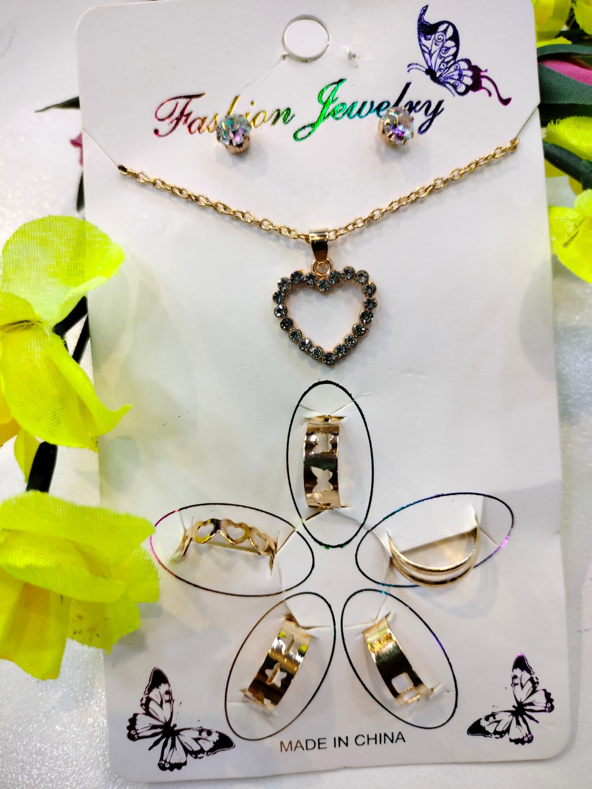 Jewelry Set Heart Golden