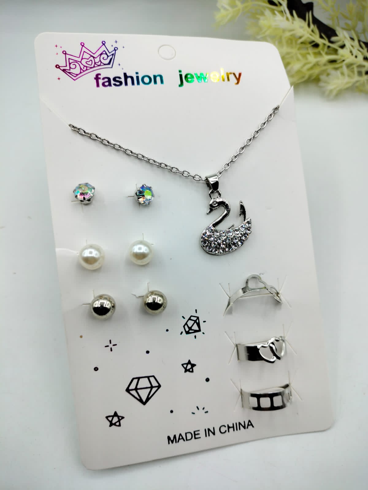 Silver Swan Jewelry Set