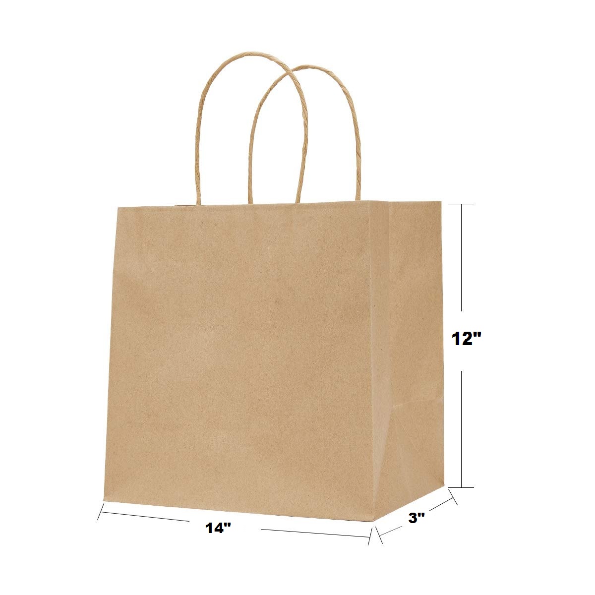 12 x 14 x 3 inches Paper Bags Brown / Kraft Paper Bags with Handles Bag Shape 110 Grams - Image 5