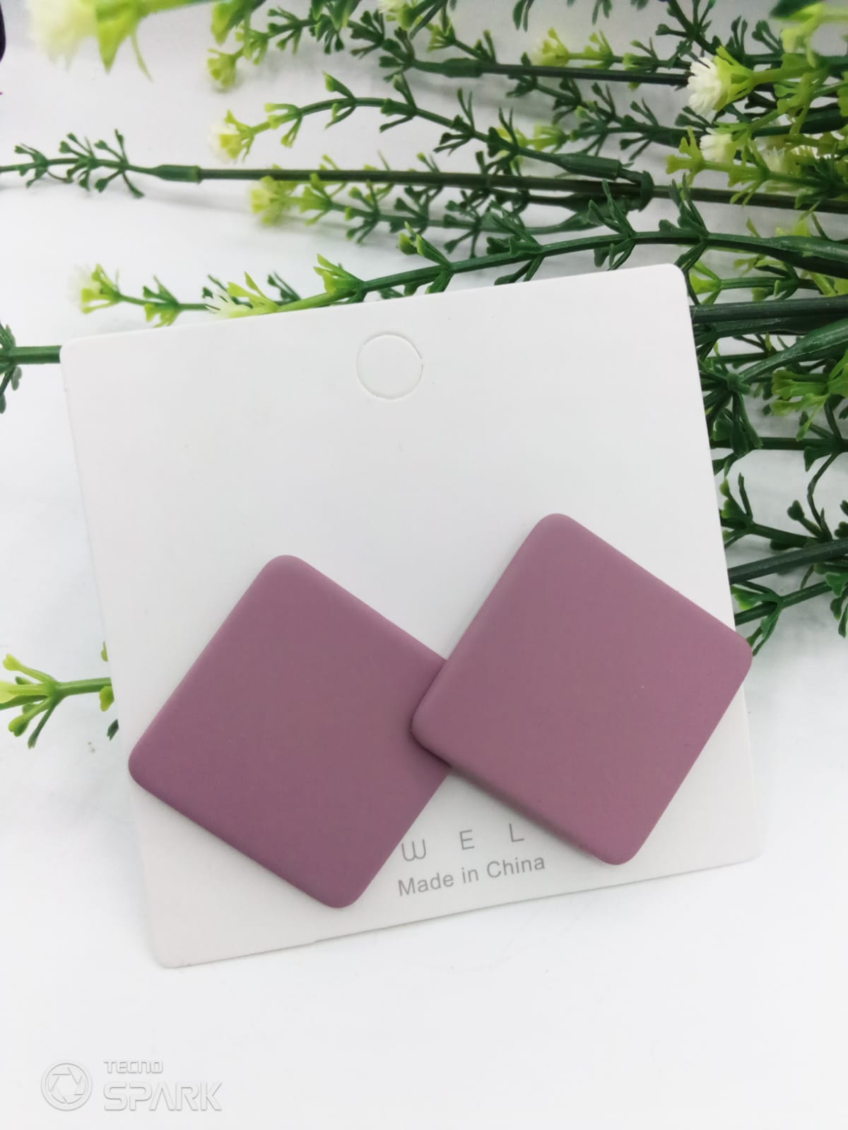 New Trendy Fashion Square Violet Color Drop Earrings for Women