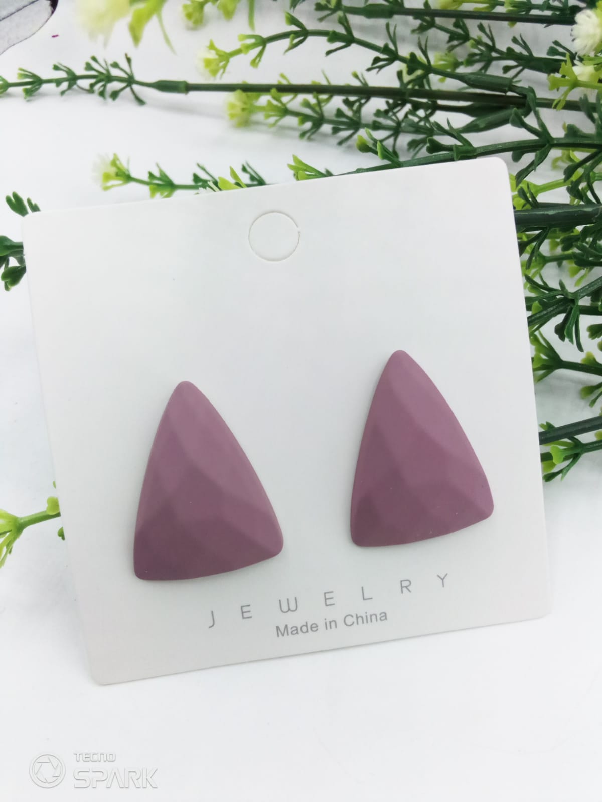 New Trendy Fashion Triangular Violet Color Drop Earrings for Women