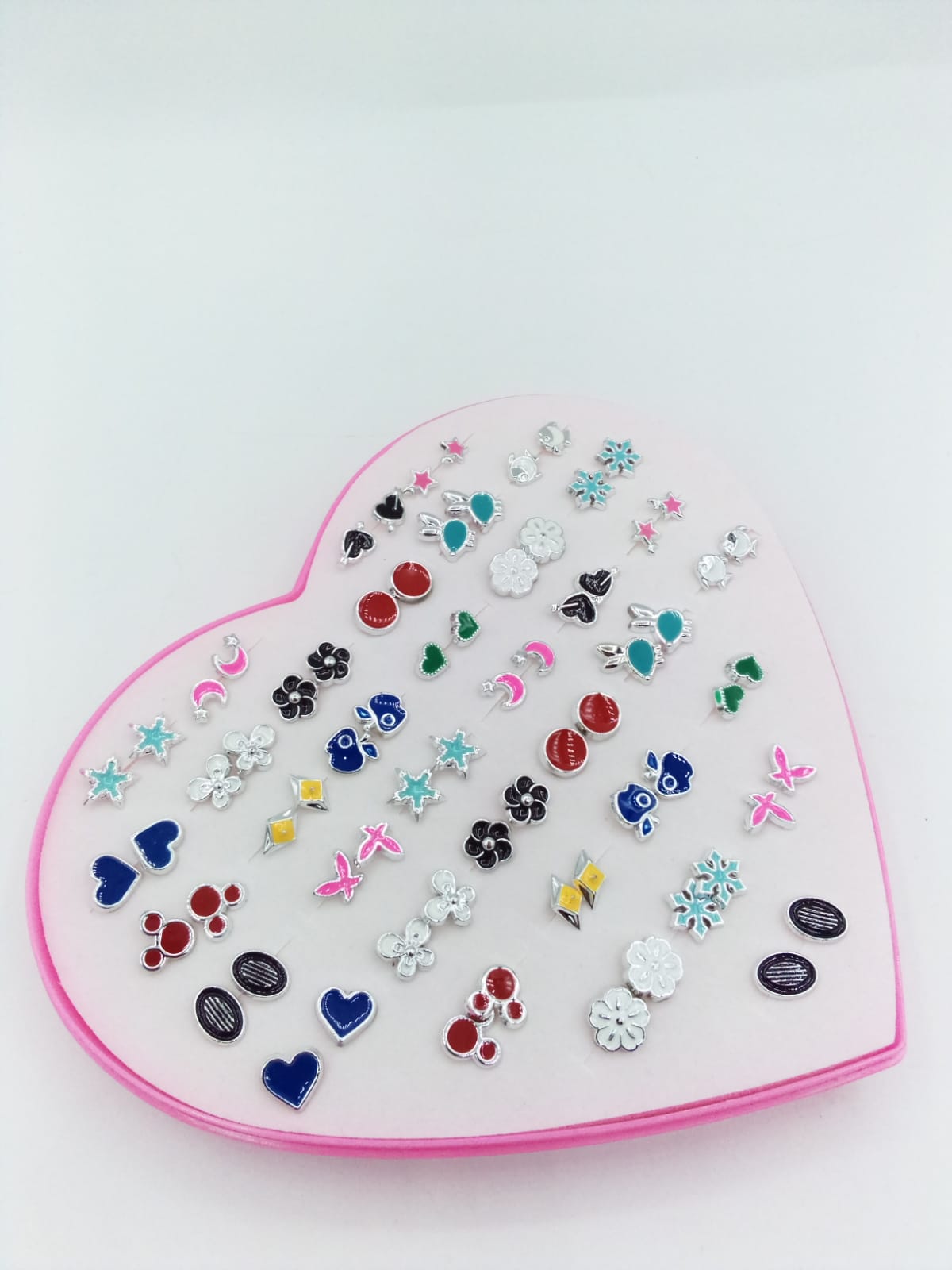36 Pairs of Multi Silver Studs Earrings For Girls & Women
