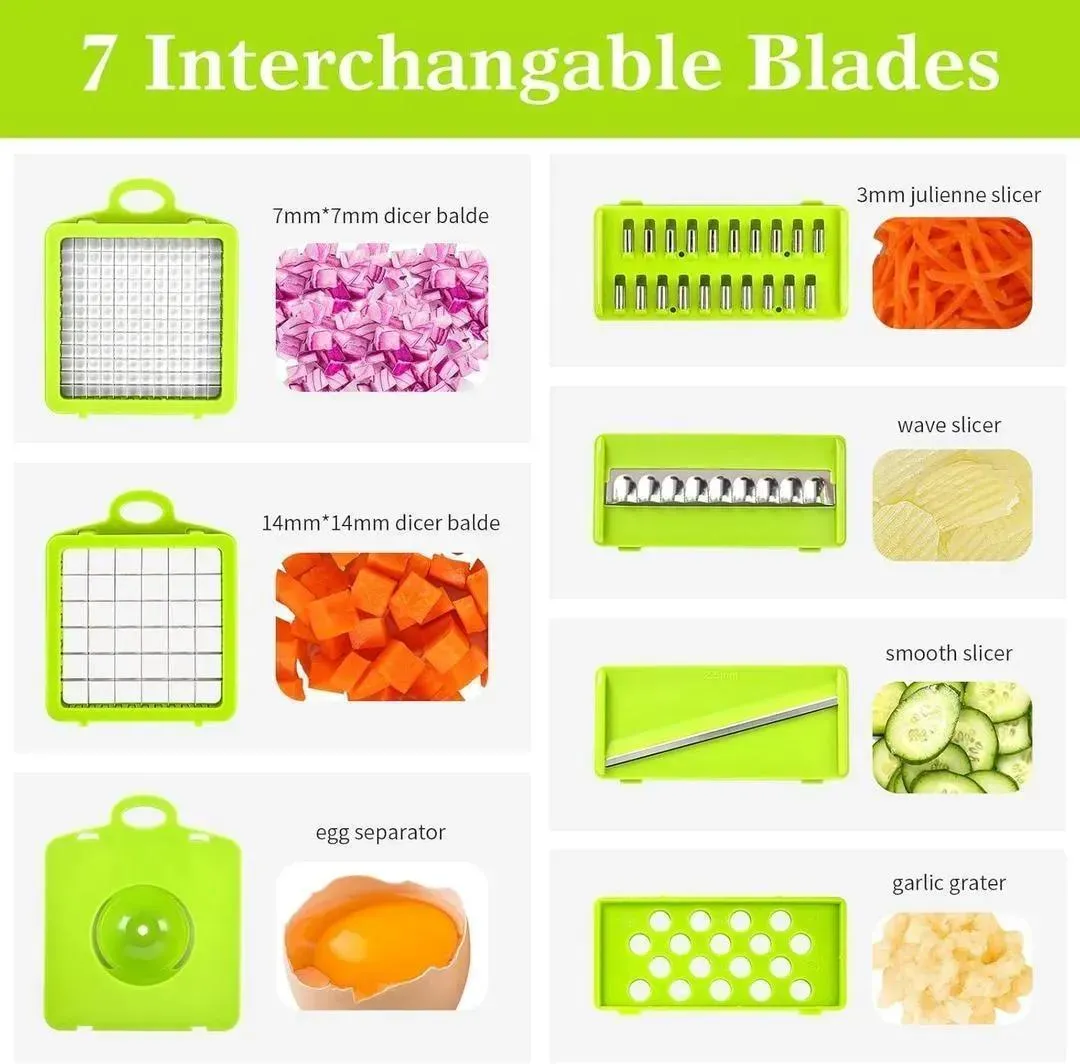 Multicolor Vegetable Cutter with 7 Blades for Easy Slicing Dicing - Image 3