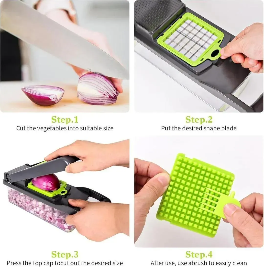 Multicolor Vegetable Cutter with 7 Blades for Easy Slicing Dicing - Image 4