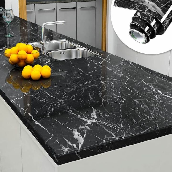 60x200cm Wall Paper Waterproof Heat Resistant Self Adhesive Anti Oil Kitchen Wallpaper Marble Sheet for Kitchen