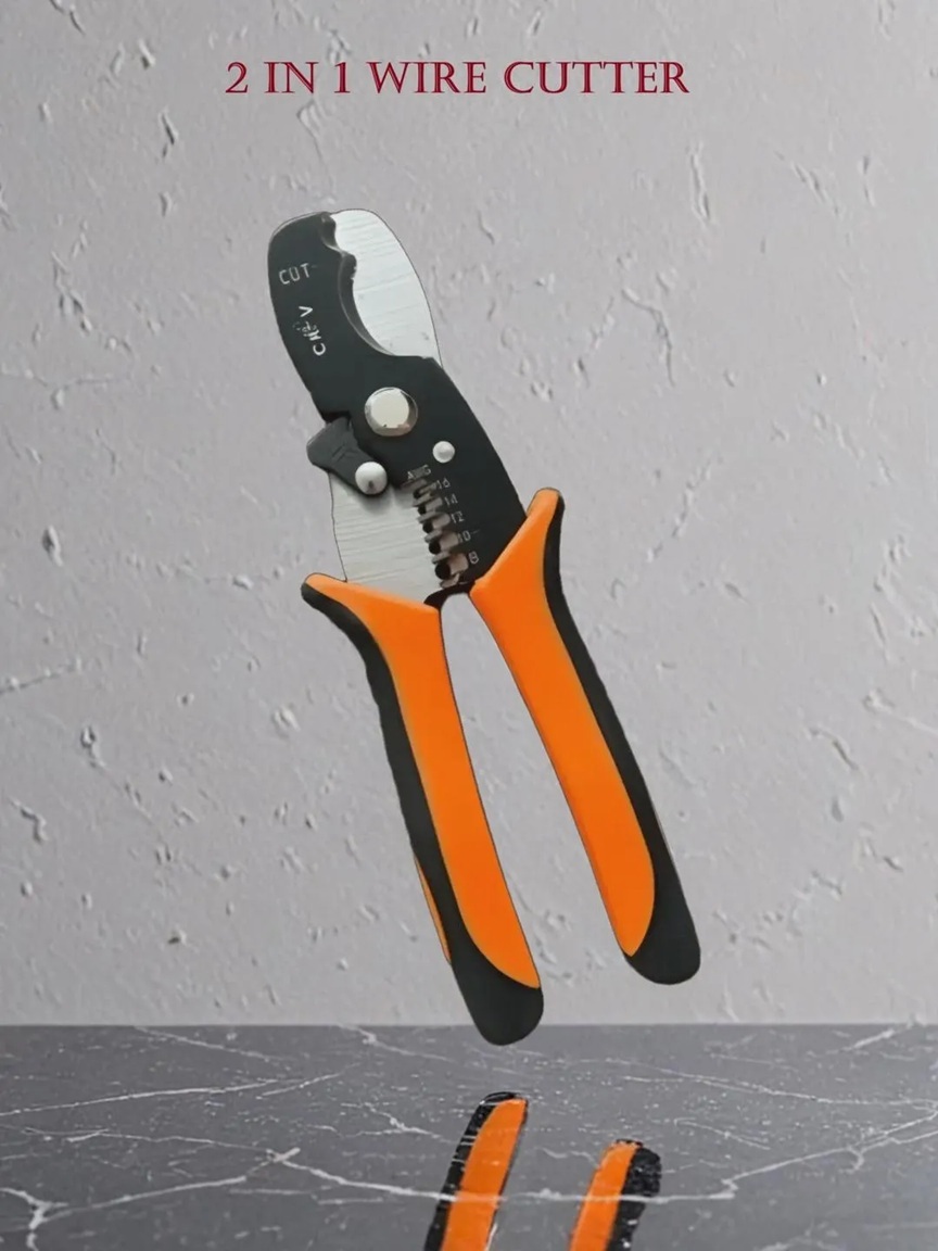 2 in 1 Wire Cutter Orange Black Stainless Steel