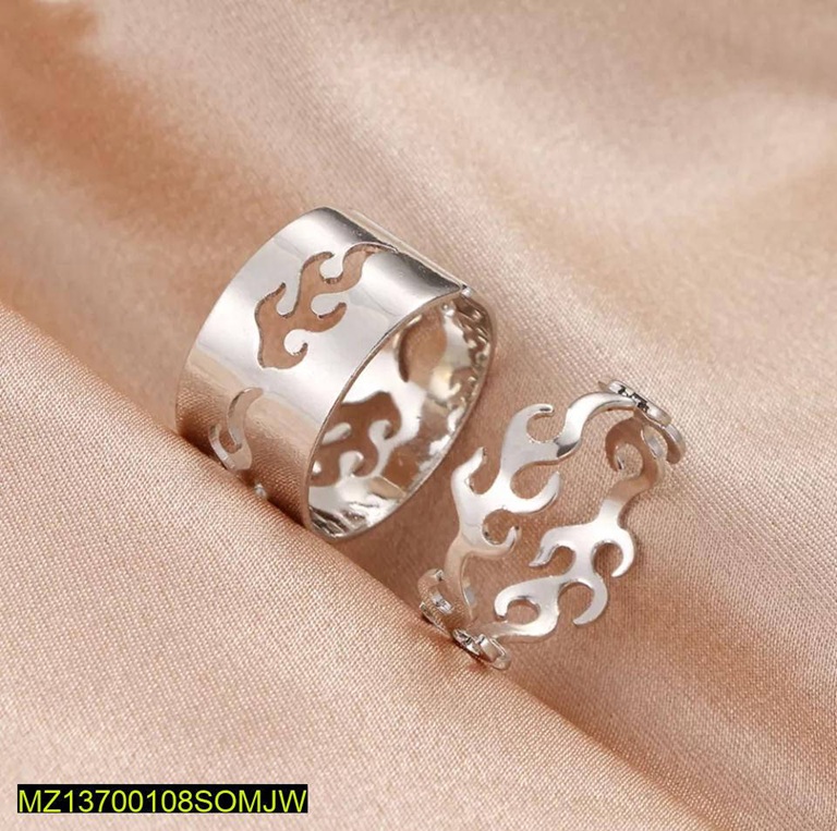 Silver Flame Design Adjustable Rings Set of 2 - Image 2
