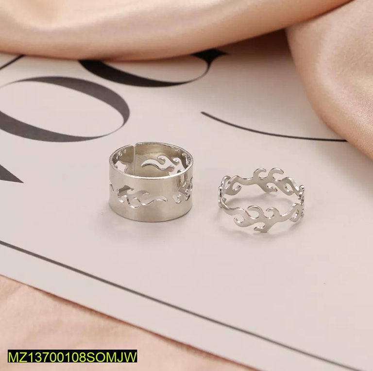 Silver Flame Design Adjustable Rings Set of 2 - Image 3