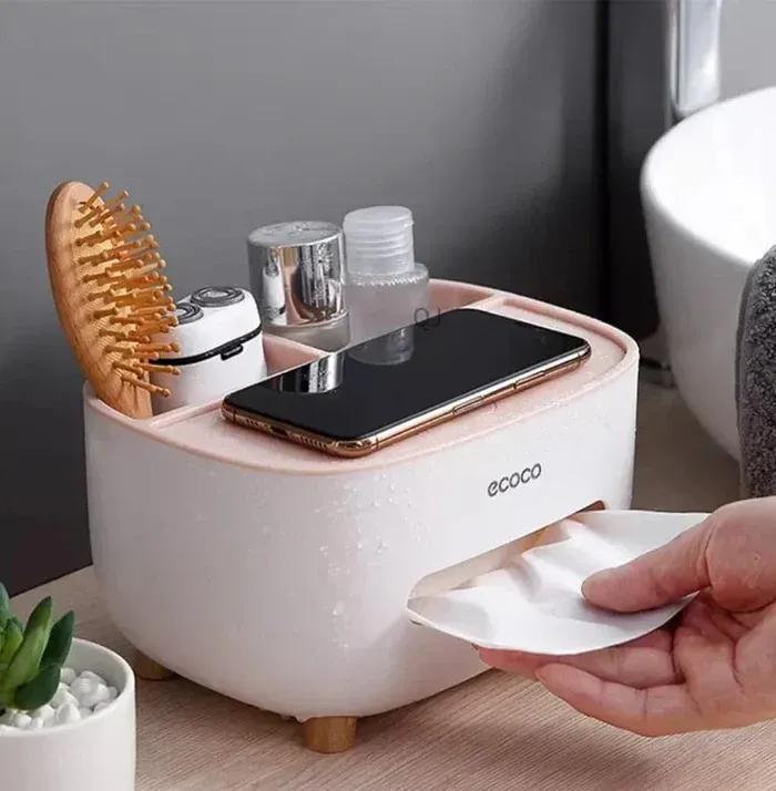 White ABS Plastic Tissue Box 21x16x12cm - Image 3