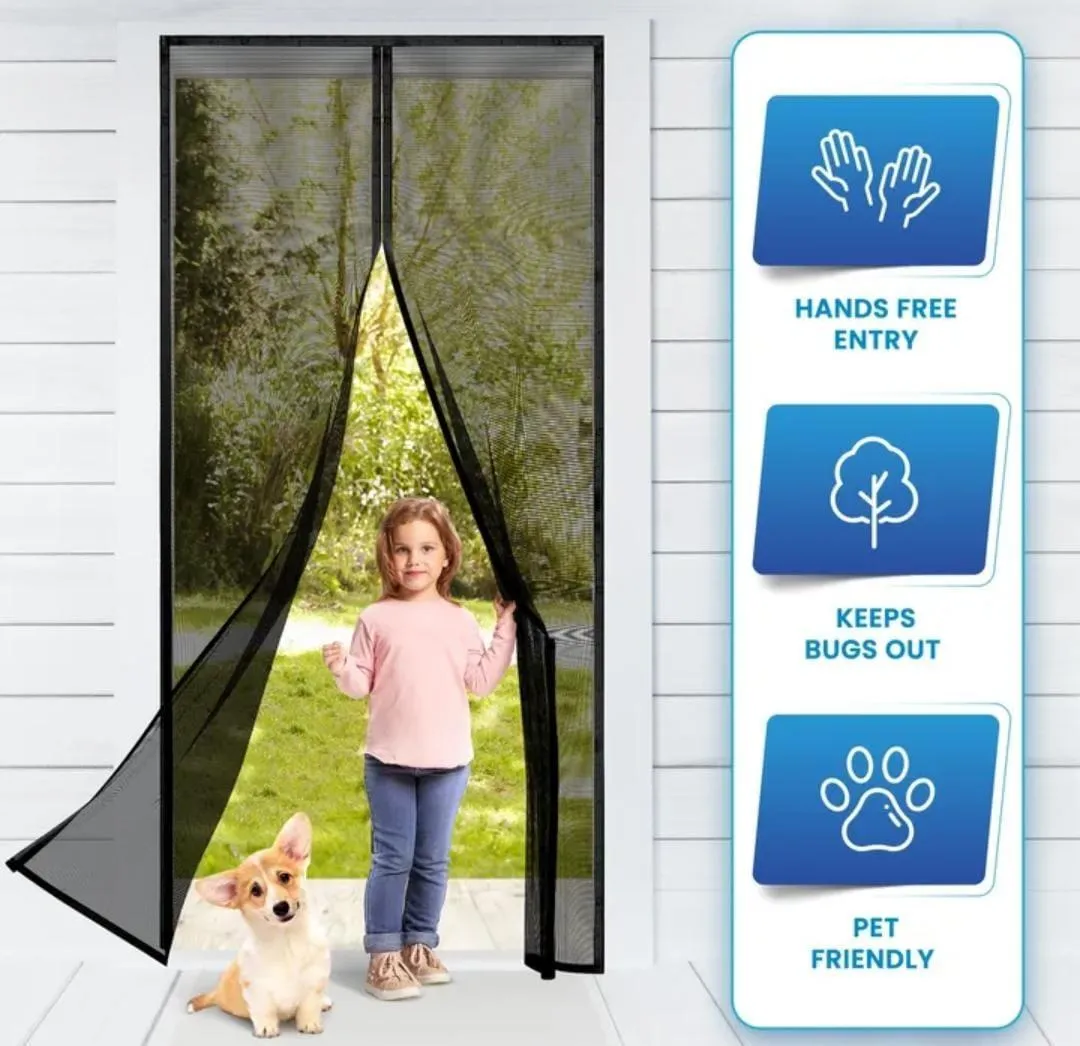 Magnetic Screen Door for Balcony & Patios, Black, 80x36" - Image 2
