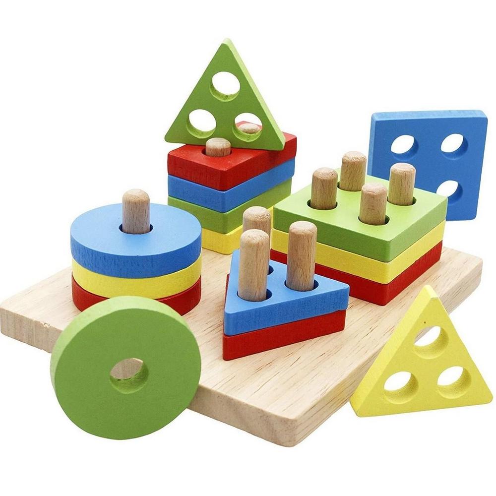 Wooden Shapes Sorter Toy for Kids Educational Play - Image 2