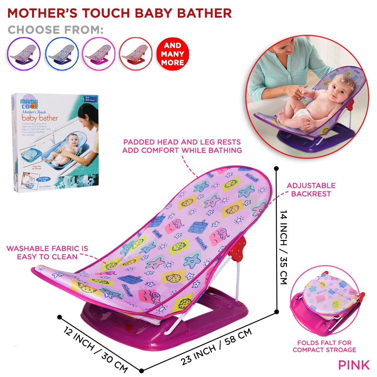 Mama Love Infant Folding Baby Bather Bath Support Seat for Sink and Tub - Image 3