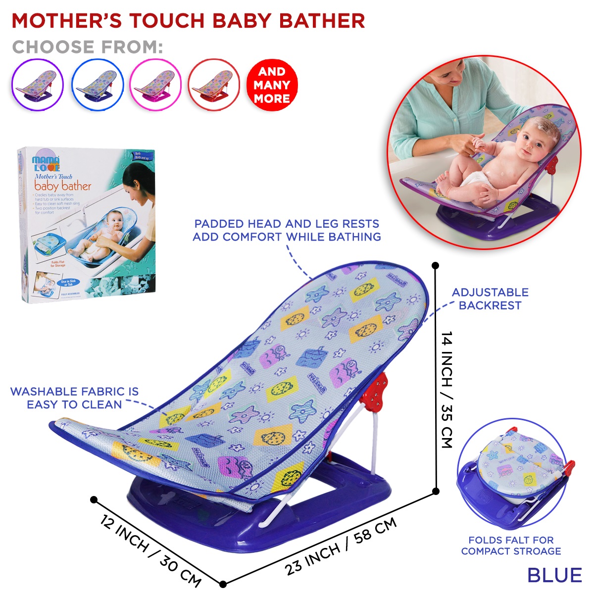 Mama Love Infant Folding Baby Bather Bath Support Seat for Sink and Tub