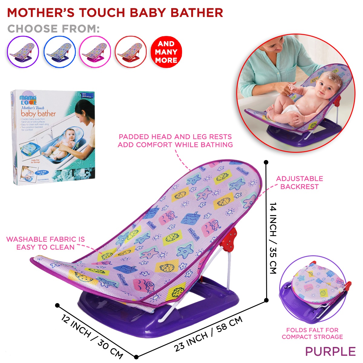 Mama Love Infant Folding Baby Bather Bath Support Seat for Sink and Tub - Image 2
