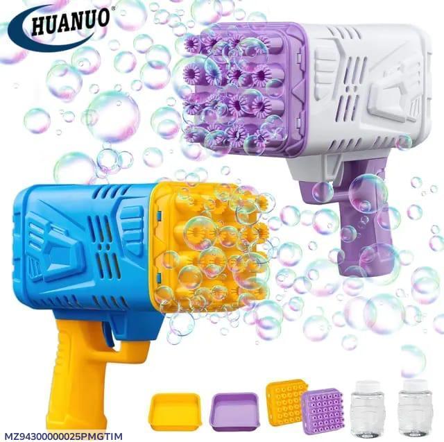 Kids Bubble Blaster Gun Blue Purple 36 Nozzle - Image 6
