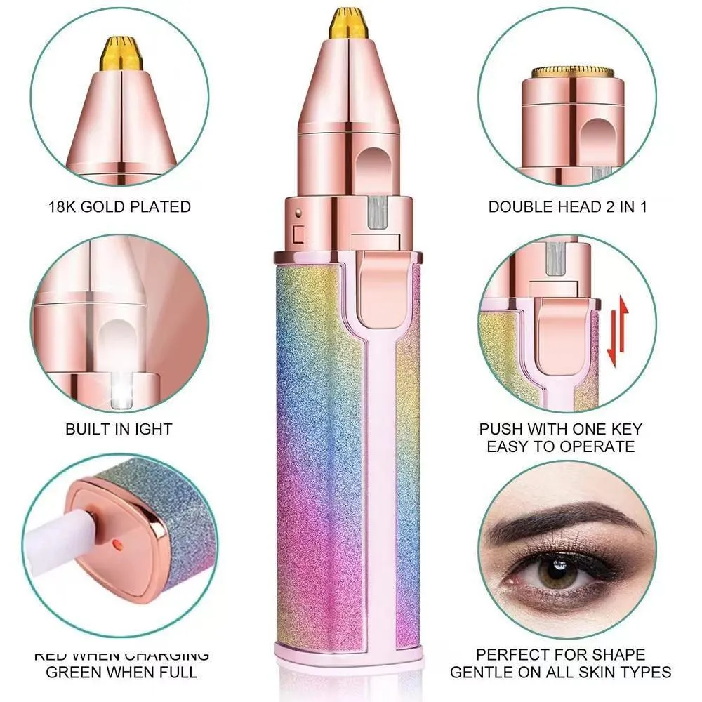 Rechargeable Eyebrow Trimmer for Women Pink Glitter - Image 5