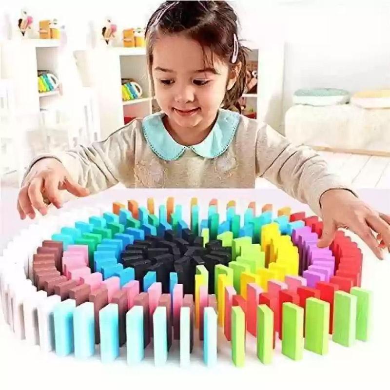 Wooden Dominos Set for Kids Color Matching & Learning 100pcs