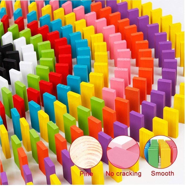 Wooden Dominos Set for Kids Color Matching & Learning 100pcs - Image 2