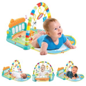 Baby Play Gym & Mat with Hanging Toys, Lights & Musical Piano Keyboard