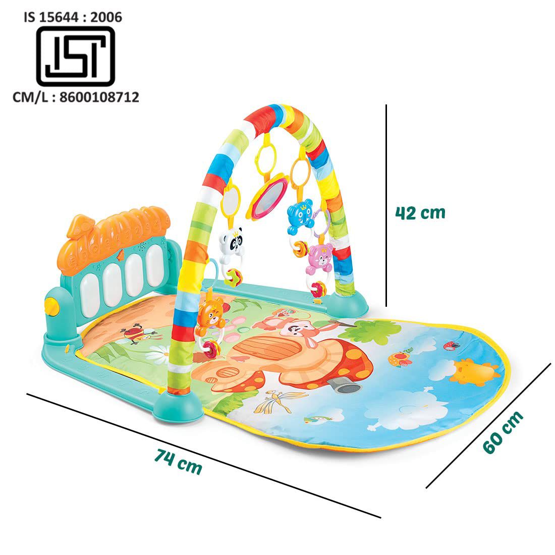 Baby Play Gym & Mat with Hanging Toys, Lights & Musical Piano Keyboard - Image 2
