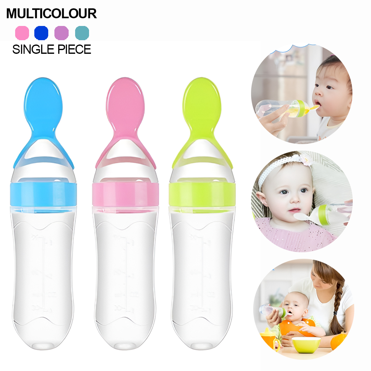 Silicone Spoon Feeder for Babies | Soft Squeeze Feeding Bottle