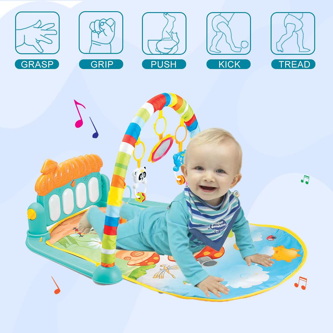 Baby Play Gym & Mat with Hanging Toys, Lights & Musical Piano Keyboard - Image 5